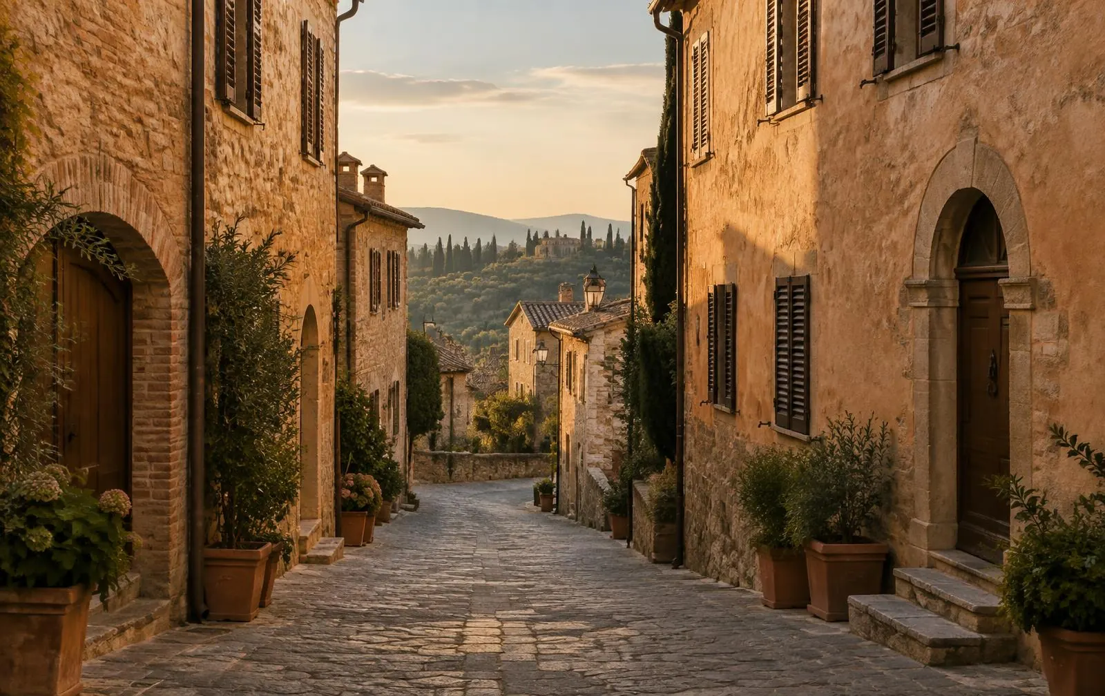 Vicolo in pietra di un borgo toscano